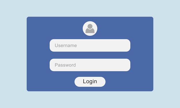 Landing page with login form. Vector illustration.
