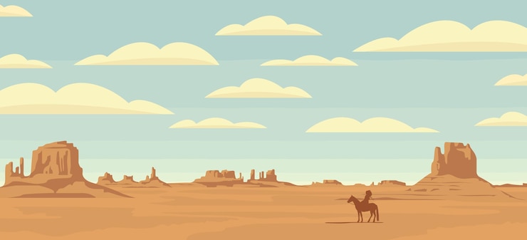 Vektör landscape with lone rider in desert