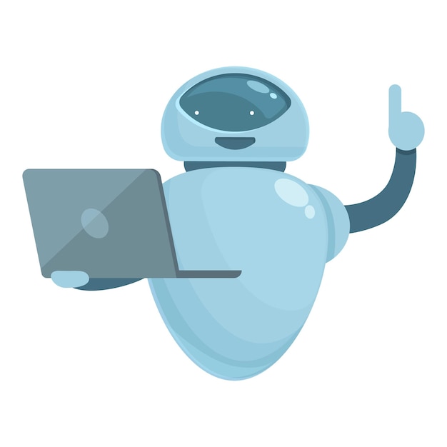 Laptop bot lesson icon cartoon vector Trade school People education