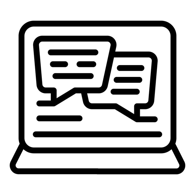 Laptop chatt ikon kontur vektor Klubb student Utbildningsstudie
