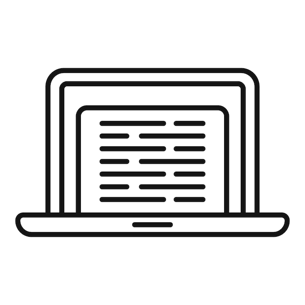 Laptop class icon outline vector Virtual book Study computer