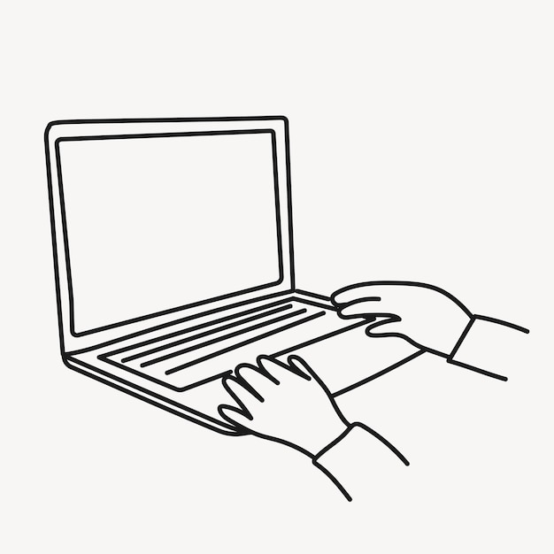 laptop clipart digital device line art doodle vector