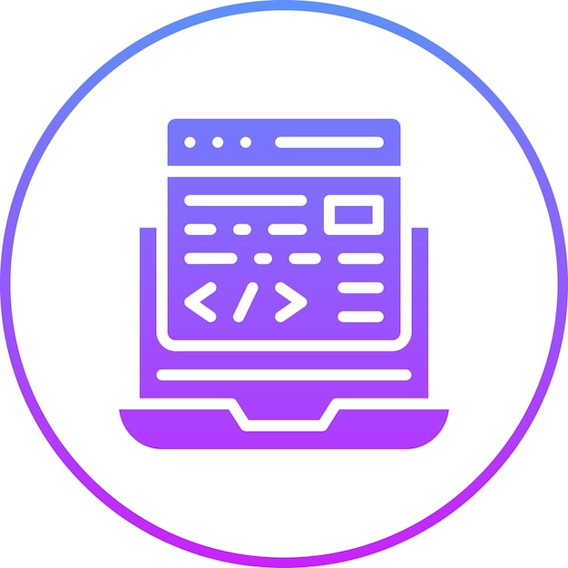 laptop coding vector icon illustration of web hosting iconset