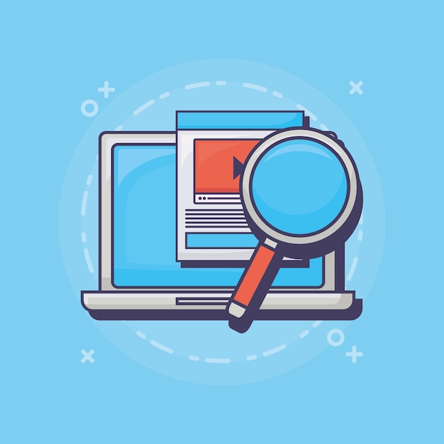 Laptop computer and email marketing related icons