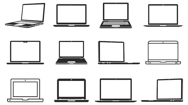 Laptop computers set in different styles