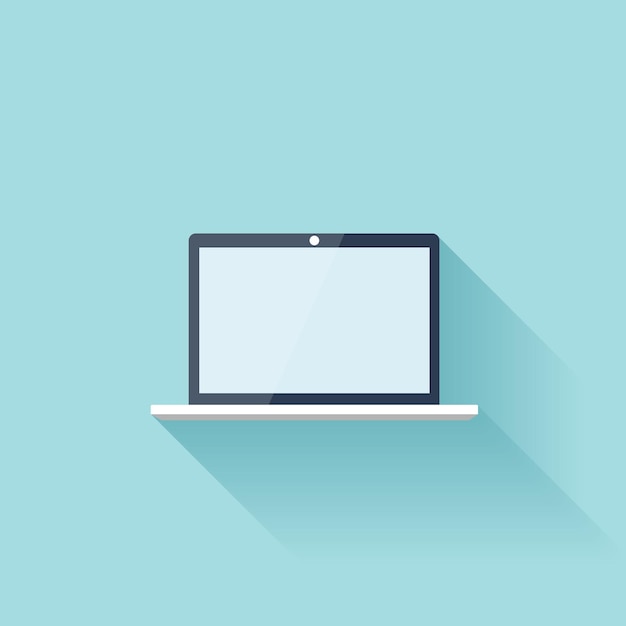 Laptop flat icon woth shadow