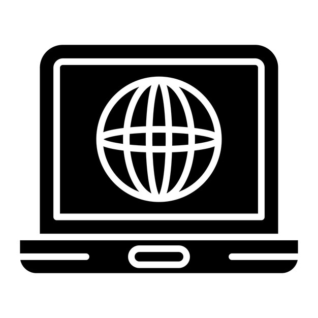 Laptop Glyph Solid Black Illustration