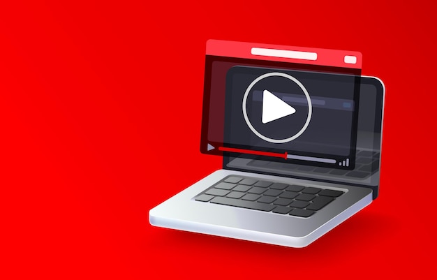 laptop icon video player media play computer frame web vector illustration