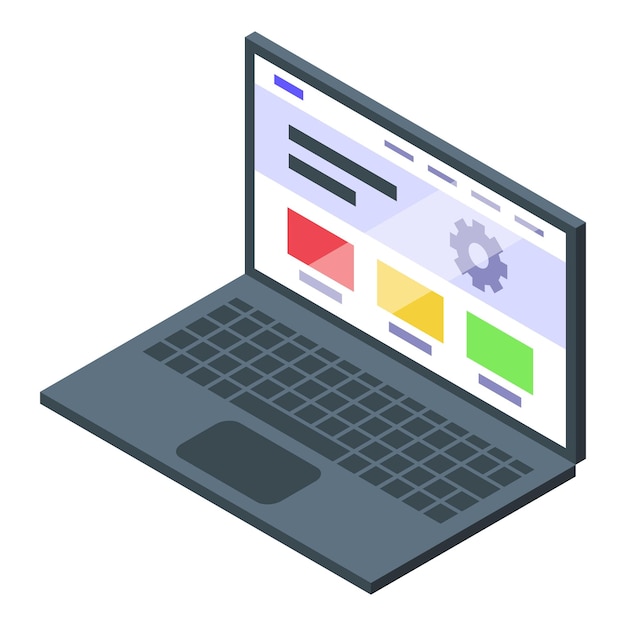 Laptop new service design icon isometric vector New developer