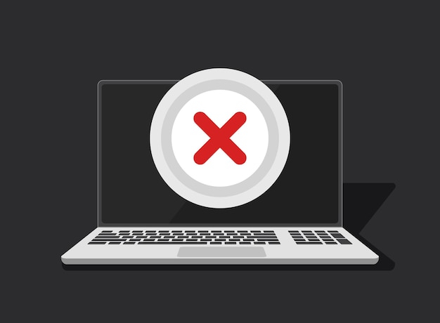 laptop notification icon in flat style computer vector illustration on isolated background reminder message sign business concept
