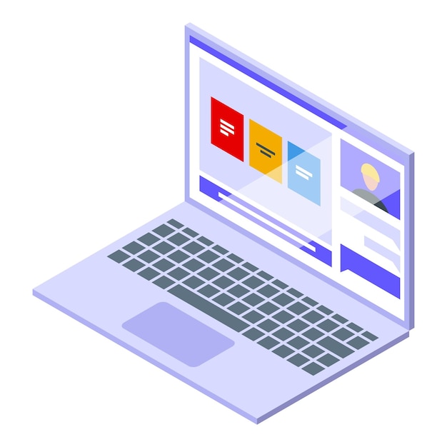 Laptop online arab lesson icon isometric vector Arabic school Class teacher