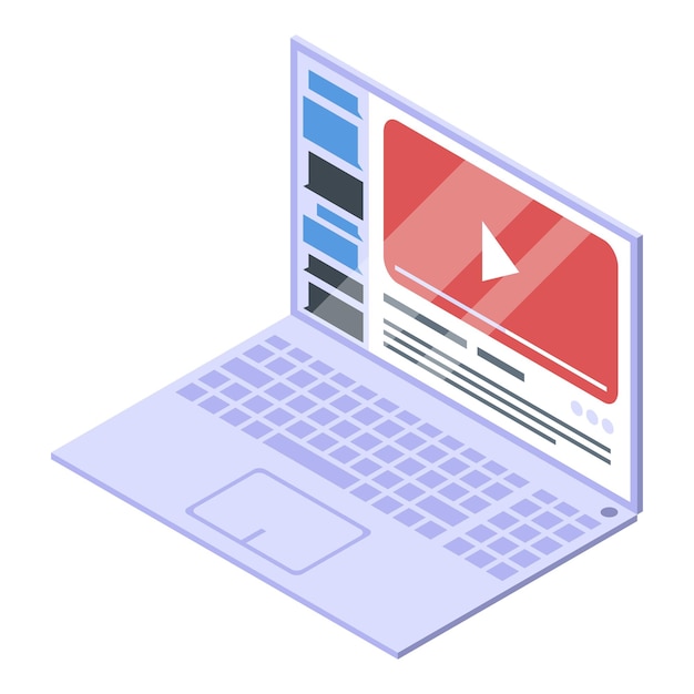 Laptop online business training icon Isometric of laptop online business training vector icon for web design isolated on white background