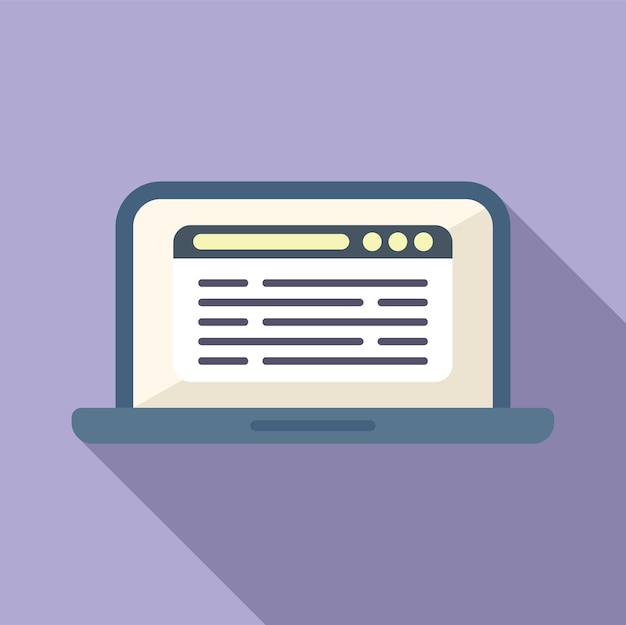 Laptop online course icon flat vector Web people Video distance