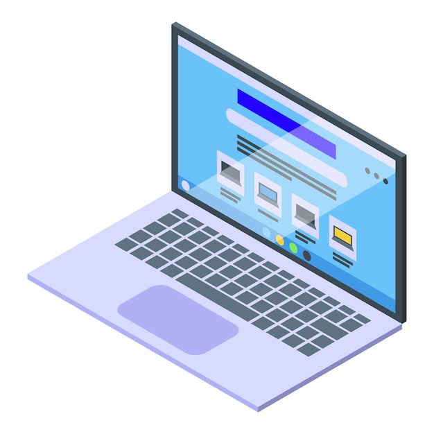 Laptop online store icon isometric vector Electronic retail Digital consumer