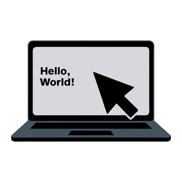 Laptop Screen Displaying Hello World with Cursor