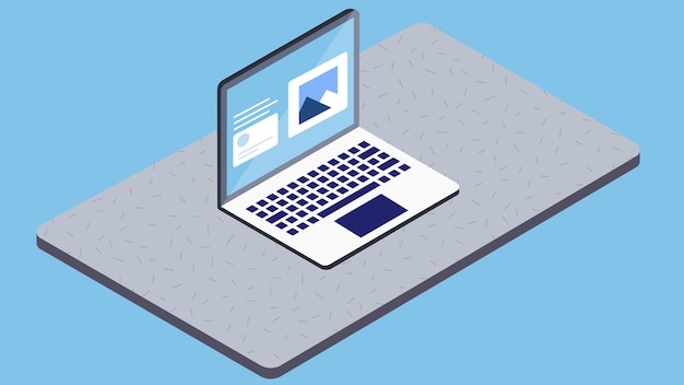 Laptop screen personal computer flat design illustration