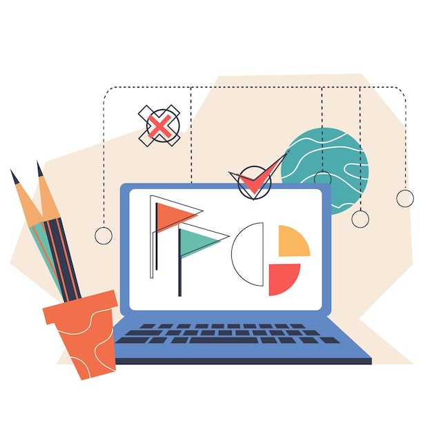 laptop showing charts and graphs for data analysis business statistics concept