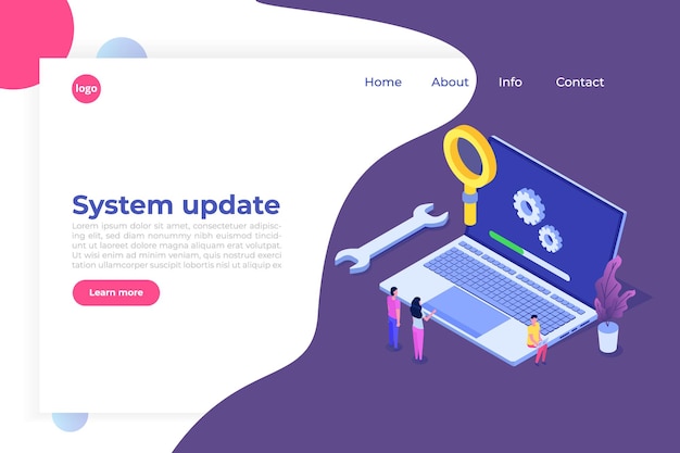Laptop System update flat style concept