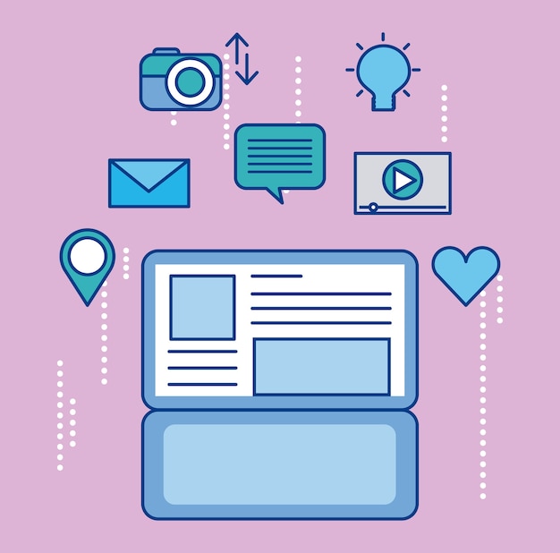 Laptop technology digital social media app