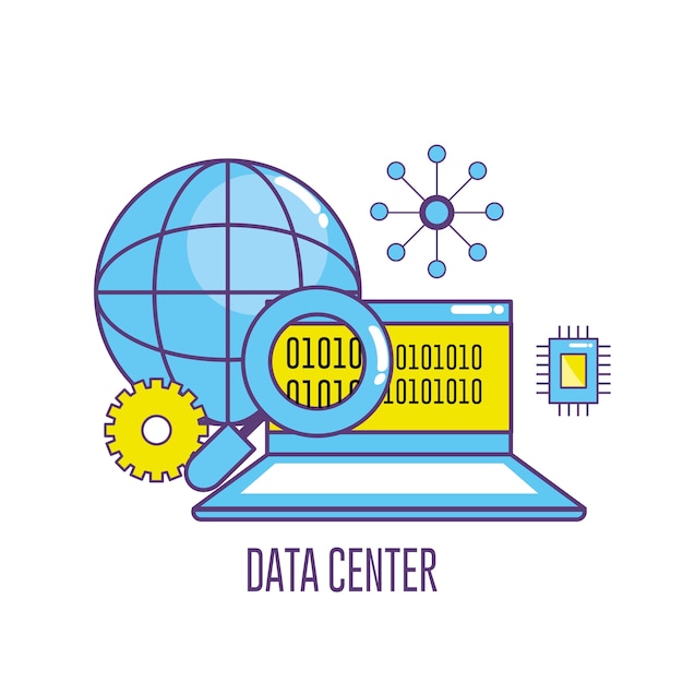 Laptop teknologi med datacenter system