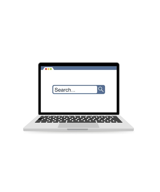 Laptop with blank internet browser window and search bar stock illustration