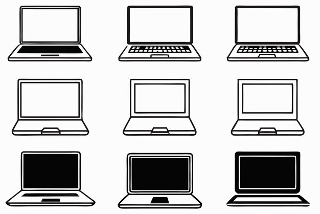 Laptops Line Art Unique Illustration Styles Inspiration