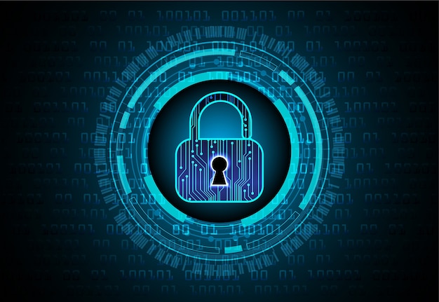 Låst hänglås på digital bakgrund, Cyber Security