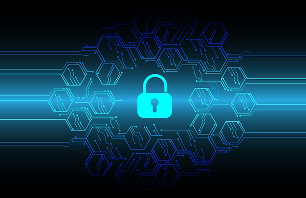 Låst hänglås på digital bakgrund, Cyber Security