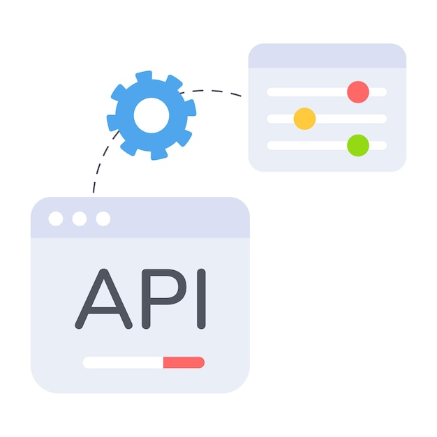 Latest flat icon of api integration