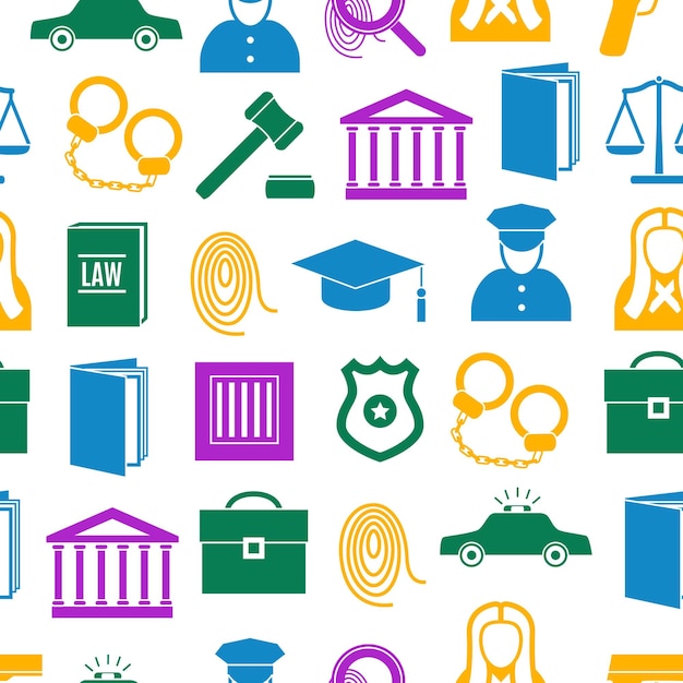 law and justice seamless pattern background vector
