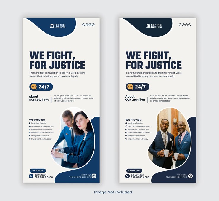 Vektör law firm service dl flyer or law agency rack card and law consulting leaflet design with two colors