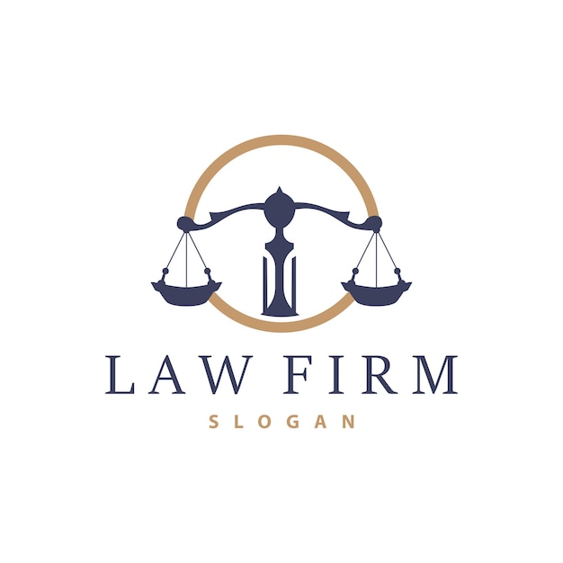 Lawyer Logo Law Court Simple Design Legal Scales Template Illustration Vector