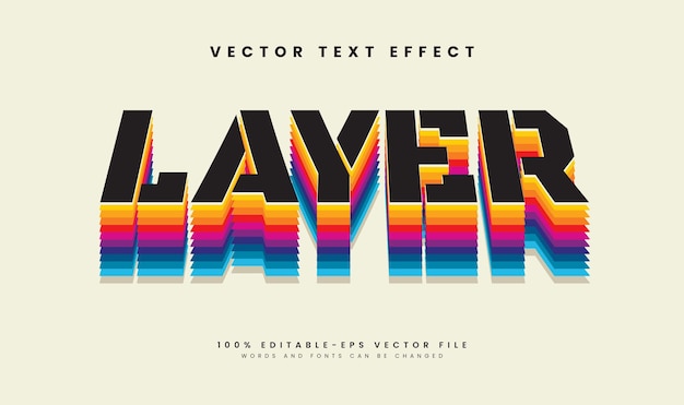 Layer colorful editable vector text effect with minimalist concept suitable for banner or poster design