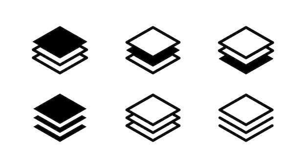 Layer icon set Stack of paper vector illustration collection Layer buttons interface elements