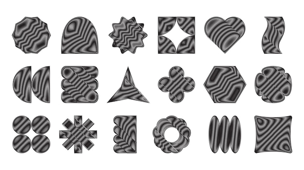 Layered and patterned geometric shapes in monochrome