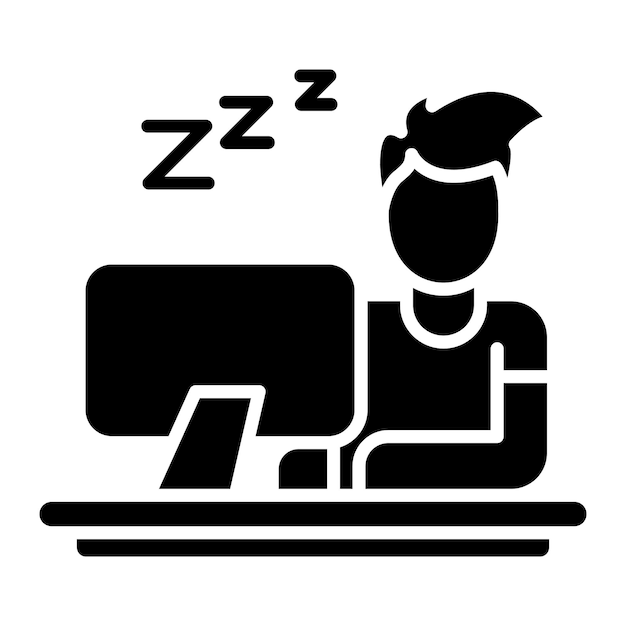 Lazy Work Glyph Solid Black Illustration