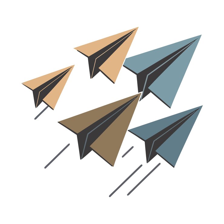 Leadership and paper planes vector icon