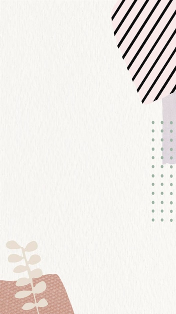 leaf pattern on beige background mobile phone wallpaper vector