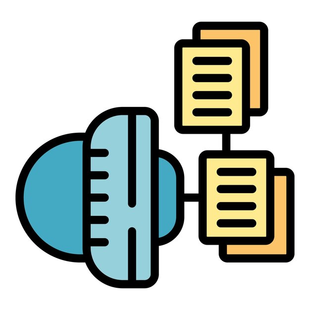 Learn case icon outline vector Study research Success data color flat