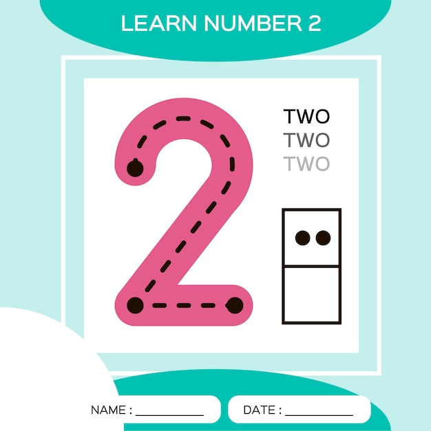 Learn number 2. Two. Children educational game. Counting game.