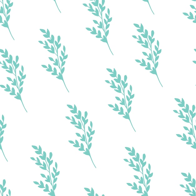 leaves and twigs seamless pattern vector wallpaper background with hand drawn botanical plants doodle sketch ornament