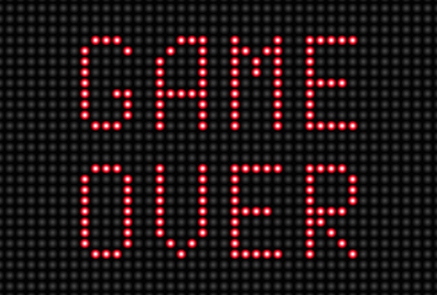 LED-panel med Game Over skilt