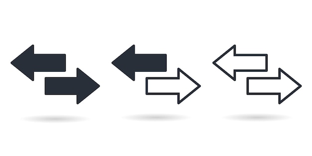 Left right arrows vector icon set or Transfer arrows icon set and Two side arrow icon