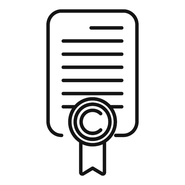 Legal copyright document icon outline vector Approved protection