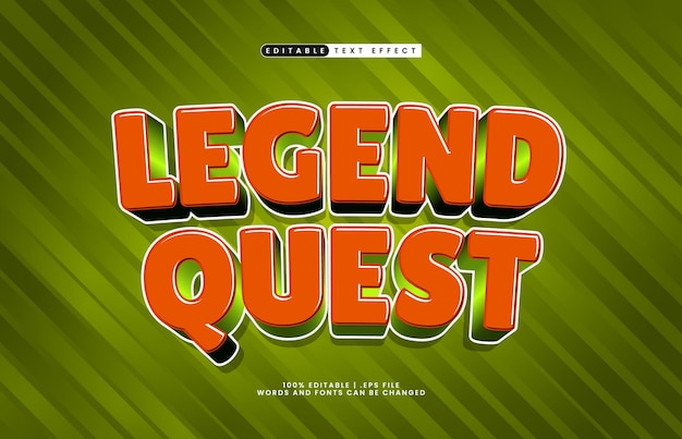 legend quest editable text effect with a happy and hero text style