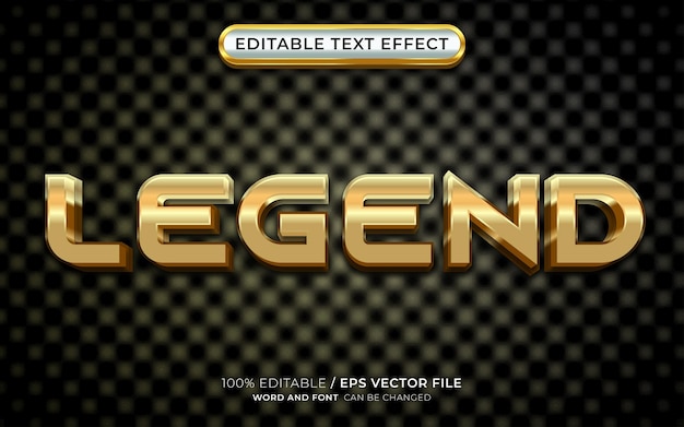 Legend Text Style Effect 3D Elegant Gold Color