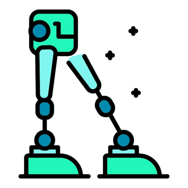 Legs of the robot icon Outline legs of the robot vector icon color flat isolated