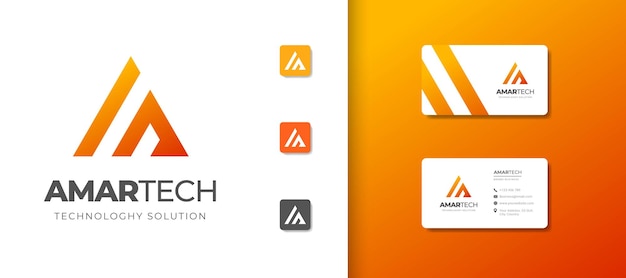 Letter A monogram logo design template with Business card design