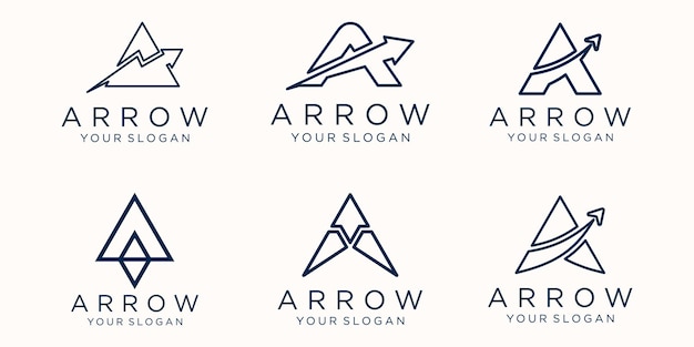 letter a with arrow logo icon set.