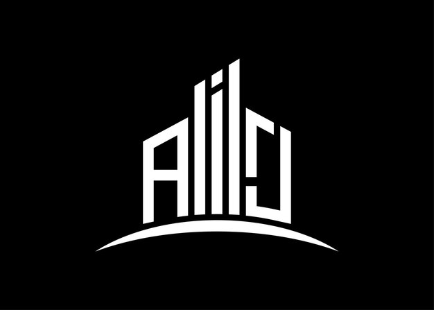 Letter AIJ building vector monogram logo design template Building Shape AIJ logo